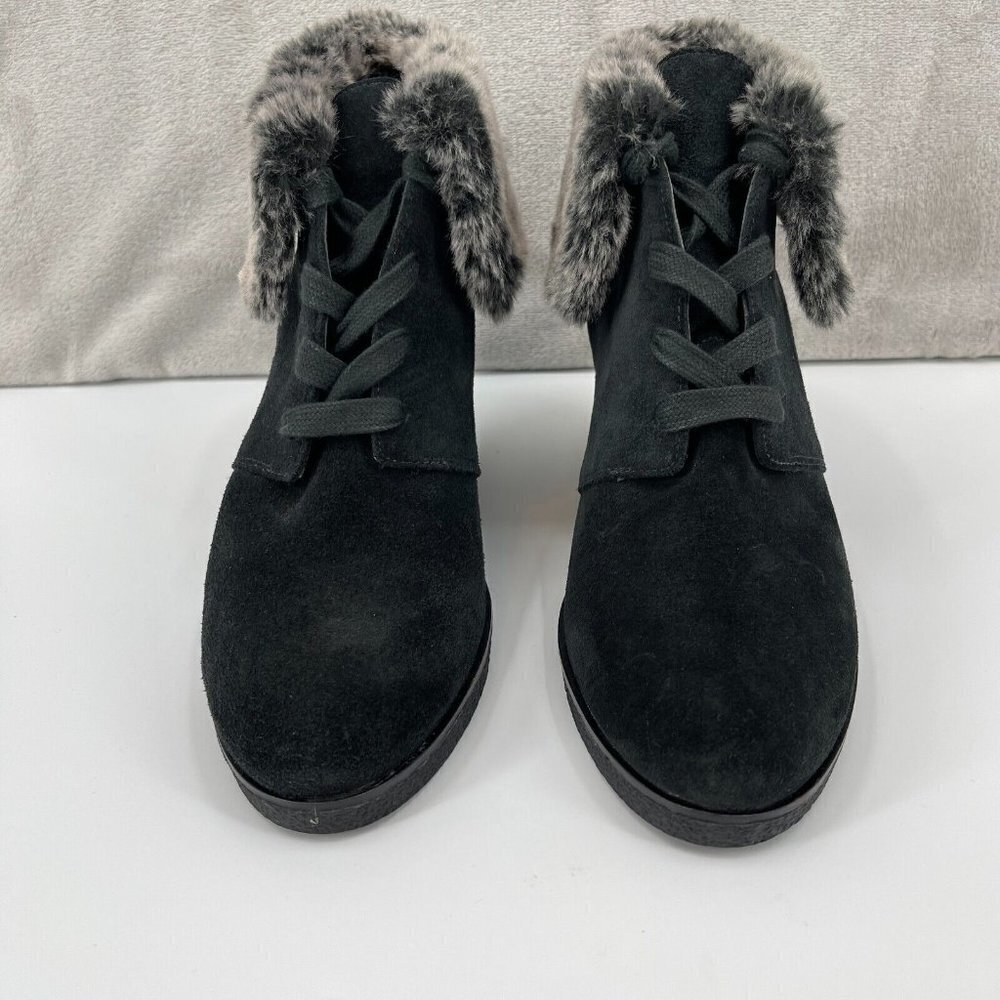 Cole Haan NWOB Coralie Wedge Bootie Ankle Boot Black Waterproof Suede - Picture 4 of 11